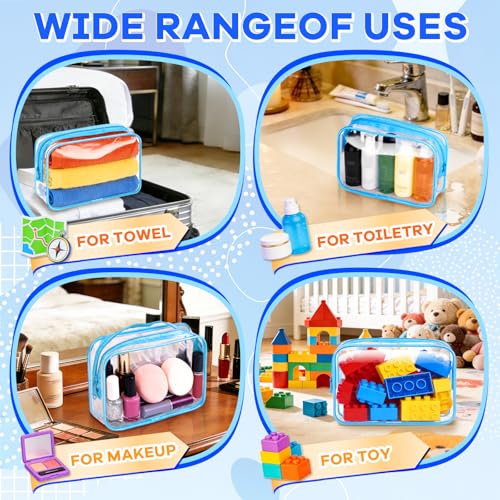 Eilyliafe 12PCS Clear Makeup Bag Transparent PVC Makeup Bag Waterproof Plastic Zipper Pouches Travel Toiletry Organizer Cosmetic Storage Case for Women Traveling Bathroom (Blue, Medium) - Image 4