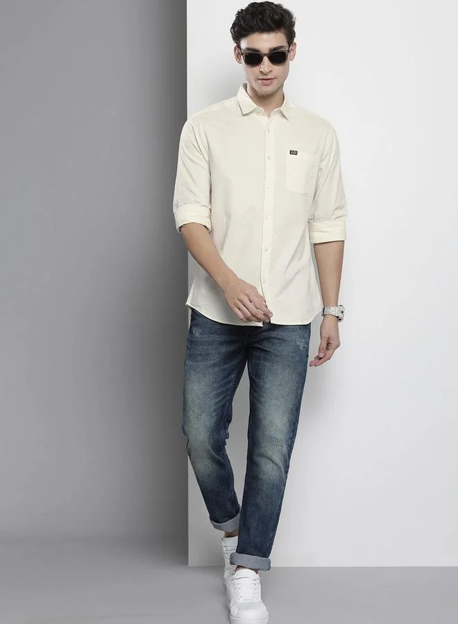 The Indian Garage Co Men Cream Regular Fit Solid Shirt