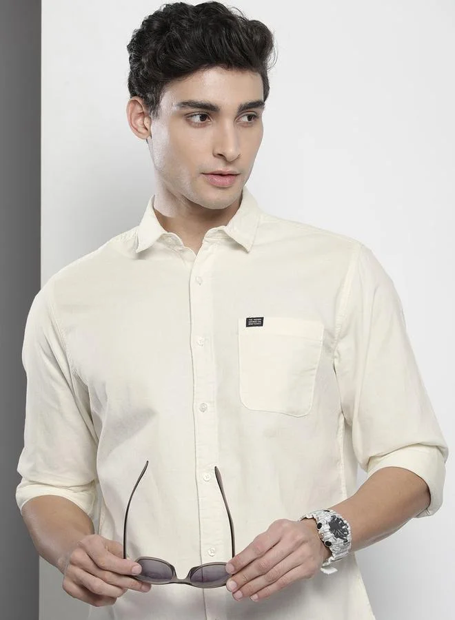 The Indian Garage Co Men Cream Regular Fit Solid Shirt