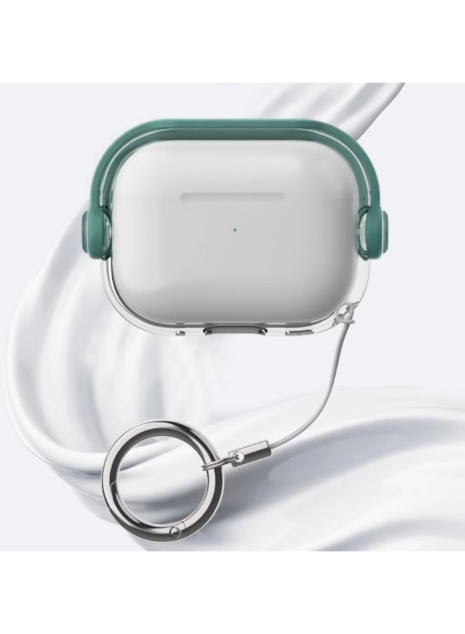 Tpu Clear Cases for Apple Airpods 4 Drop Protection Case Cover for Men for Women with Lock and Keychain,(Clear/green)