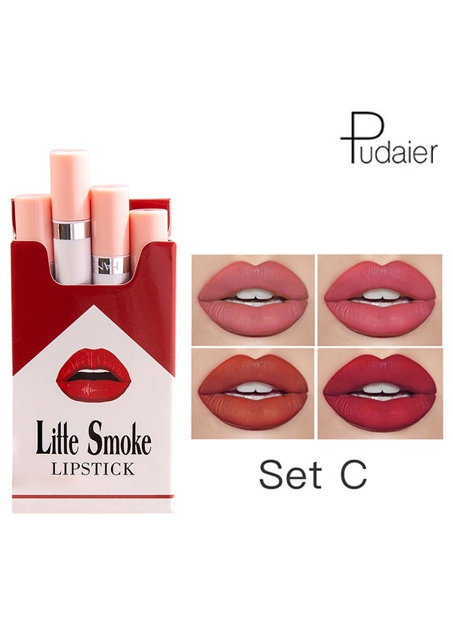 pudaier 4-Piece Matte Long Lasting Lipstick Multicolour SET C(#09#10#11#12) - Image 1
