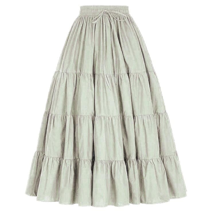 JANAK Crepe Fabric Long Frill Skirt 584 (White) - Image 4
