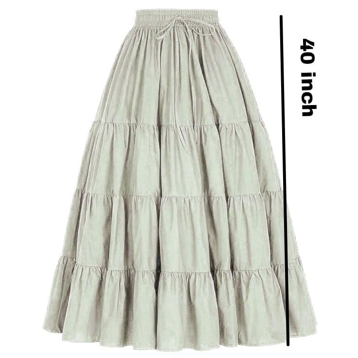 JANAK Crepe Fabric Long Frill Skirt 584 (White) - Image 2