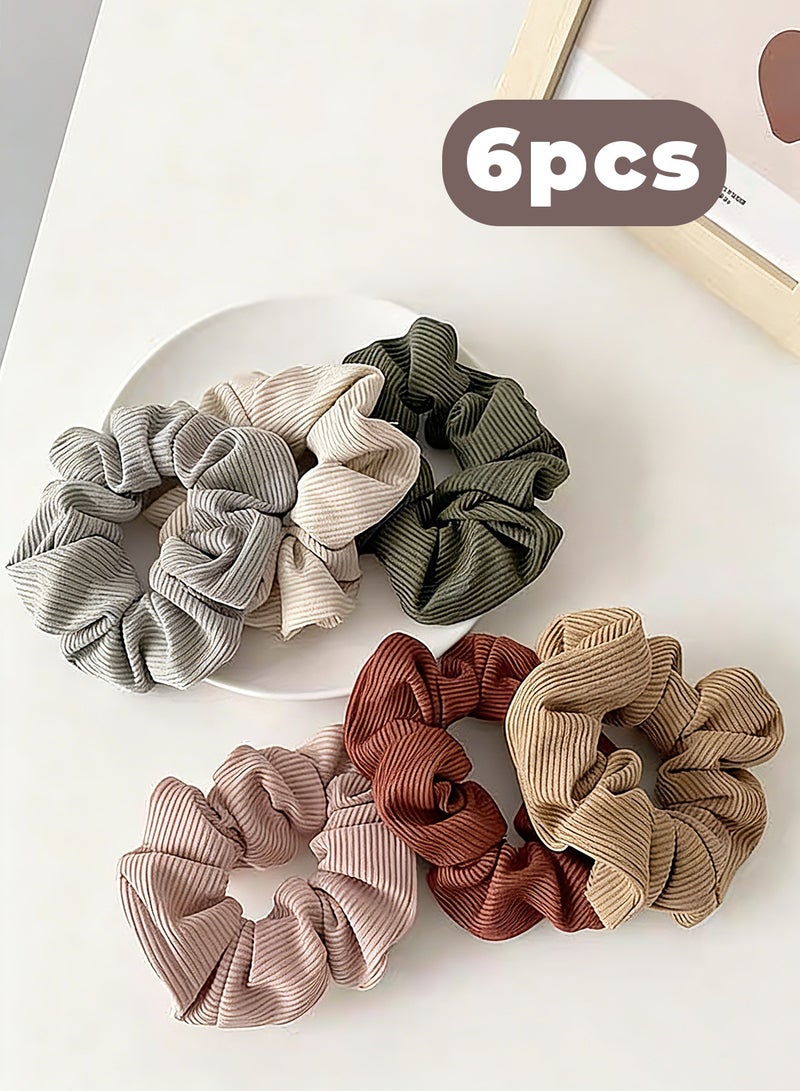 طقم ٦ رابطات شعر من الحرير مطاطية أشرطة شعر من الشيفون الناعم رابطات شعر لطيفة - Image 1