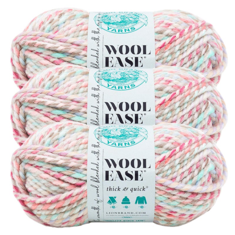 3 Pack Lion Brand Yarn 640619 WoolEase Thick and Quick Yarn Carousel3