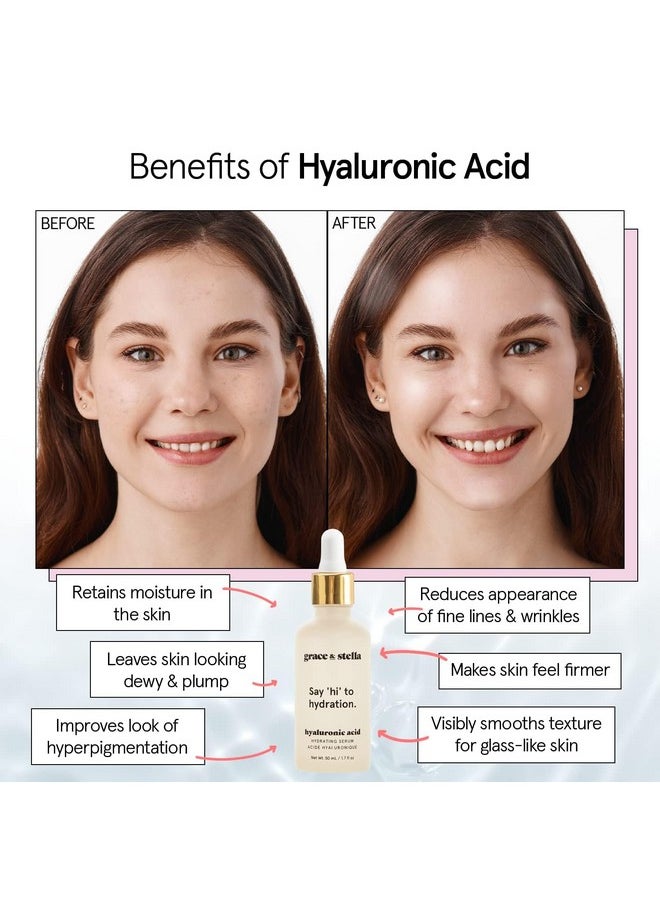 Grace & Stella - Hyaluronic Acid Serum (0.34 Fl Oz/10 Ml) Hyaluronic Acid Serum For Face Acido Hialuronico Face Serum For Women Hydrating Serum To Remove Fine Lines, Wrinkles Anti Aging Serum - Image 1