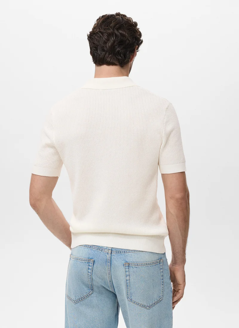 Mango Man Ribbed knit polo shirt