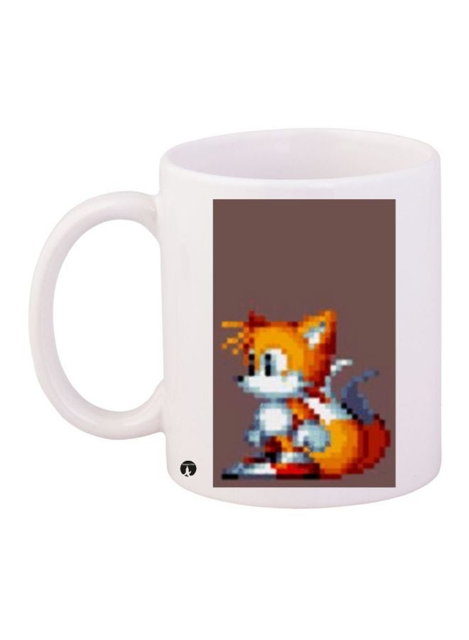 RYN Fox Printed Coffee Mug White/Brown/Orange 11ounce