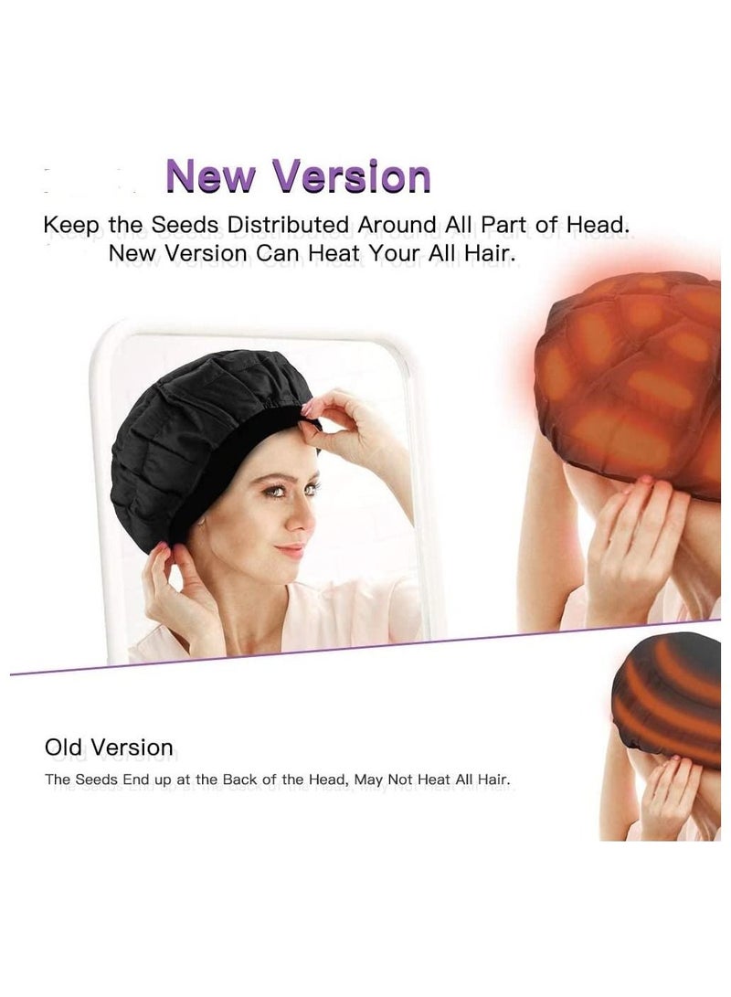 Cordless Deep Conditioning Heat Cap, Microwavable Treatment Steaming Heat Cap for Thermal Spa Curly Hair, 100% Natural Cotton Flaxseed Seed Interior - Image 2