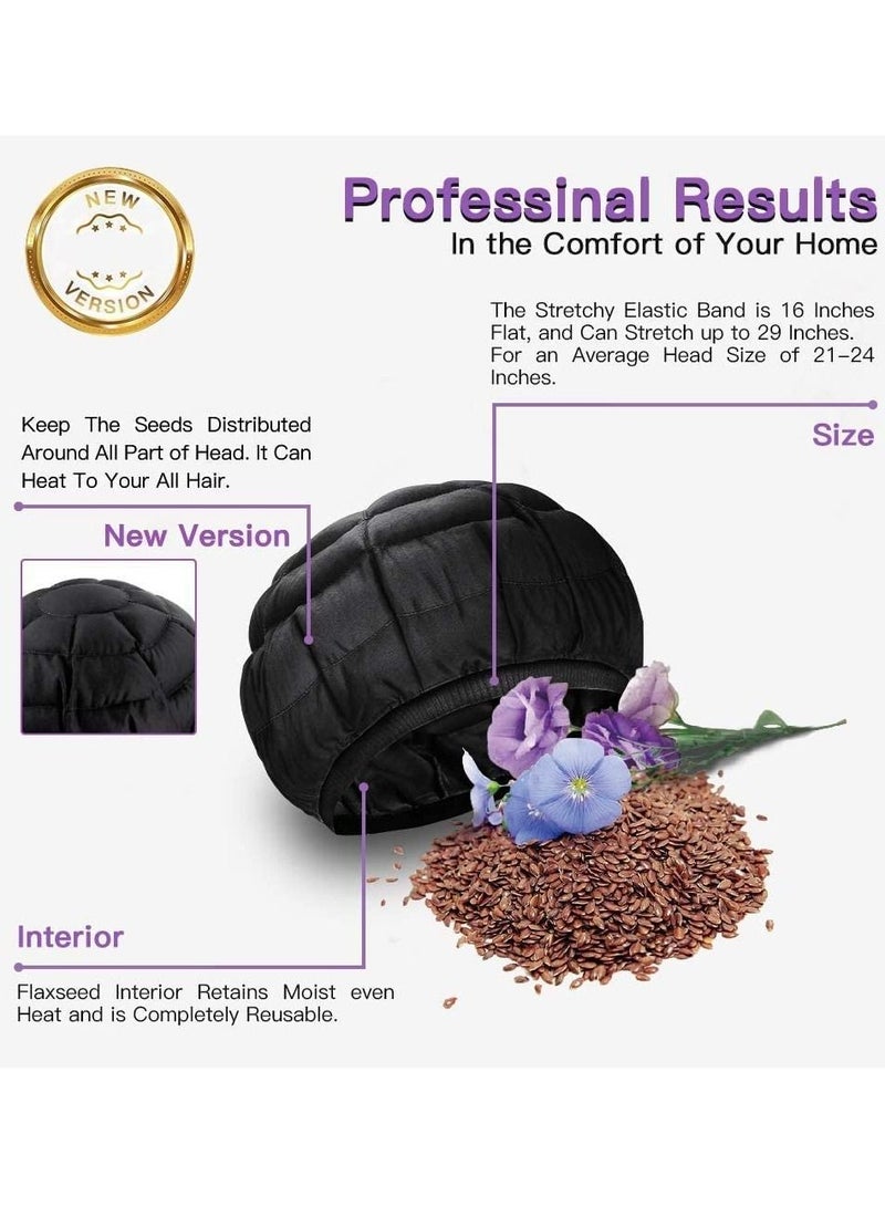Cordless Deep Conditioning Heat Cap, Microwavable Treatment Steaming Heat Cap for Thermal Spa Curly Hair, 100% Natural Cotton Flaxseed Seed Interior - Image 4