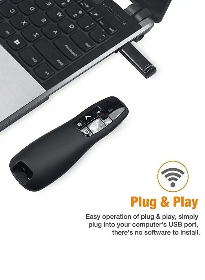 جهاز عرض لاسلكي USB بتردد 2.4 جيجاهرتز مع قلم مقلوب للتحكم عن بُعد في عرض PowerPoint (أسود) - Image 3