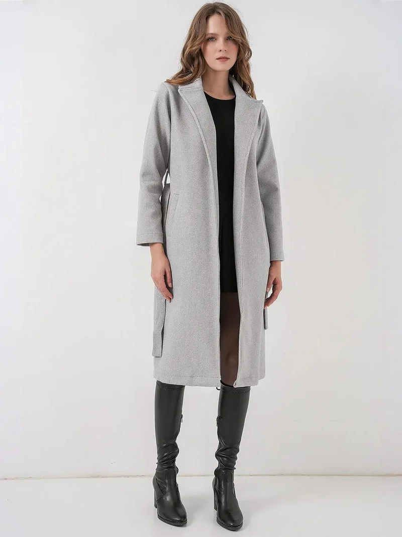 BIG DART BDART Double Breasted Tie Closure Textured Coat