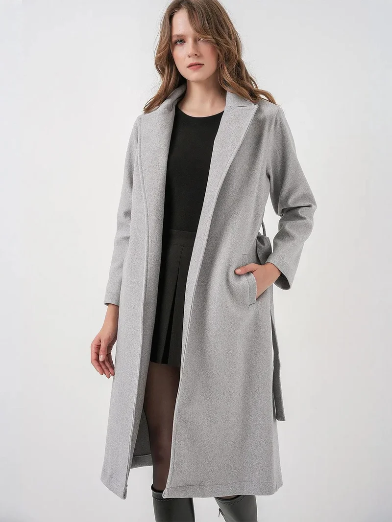 BIG DART BDART Double Breasted Tie Closure Textured Coat