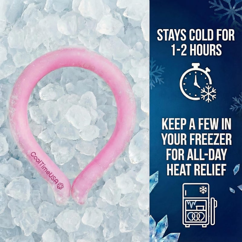CoolTimeUSA Neck Cooling Tube | Wearable Cooling Neck Wraps for Summer Heat I Hands Free Cold Pack | Reusable Neck Cooler (Pink) - Image 2