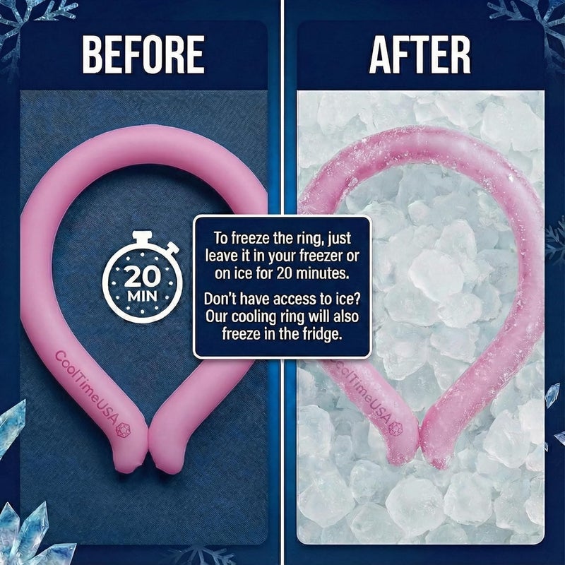 CoolTimeUSA Neck Cooling Tube | Wearable Cooling Neck Wraps for Summer Heat I Hands Free Cold Pack | Reusable Neck Cooler (Pink) - Image 3