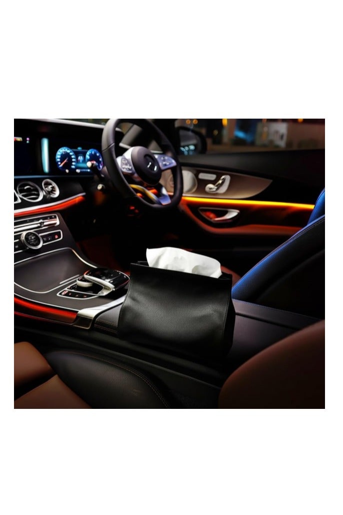 Premium Leather Tissue Holder for Cars – Stylish and Durable Tissue Holder with Magnetic Closure (Black) - Image 3