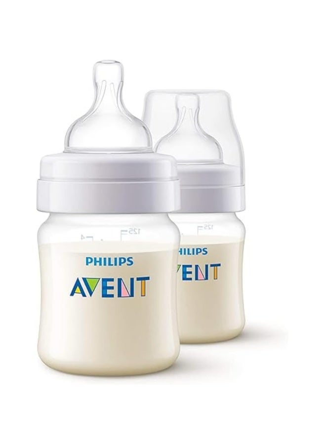 فيليبس زجاجة رضاعة فيليبس أفنت المضادة للمغص للأطفال خالية من مادة BPA، سعة 125 مل، عبوة من قطعتين - Image 1