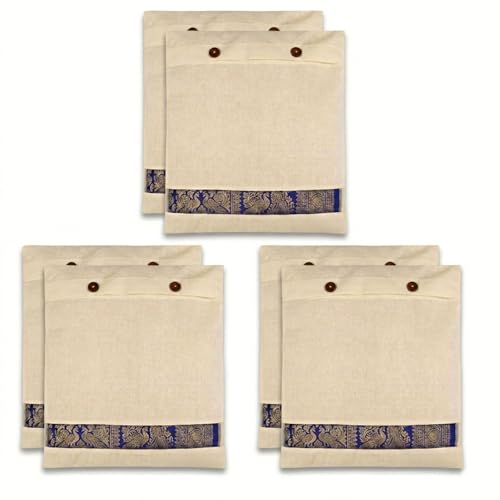 Gowloz Cotton Saree Cover Bags with Button Closure Pack of 6 | Breathable Clothes Storage Organizer for Saree, Garments & Wardrobe Use | Reusable Dustproof Bags - Image 1