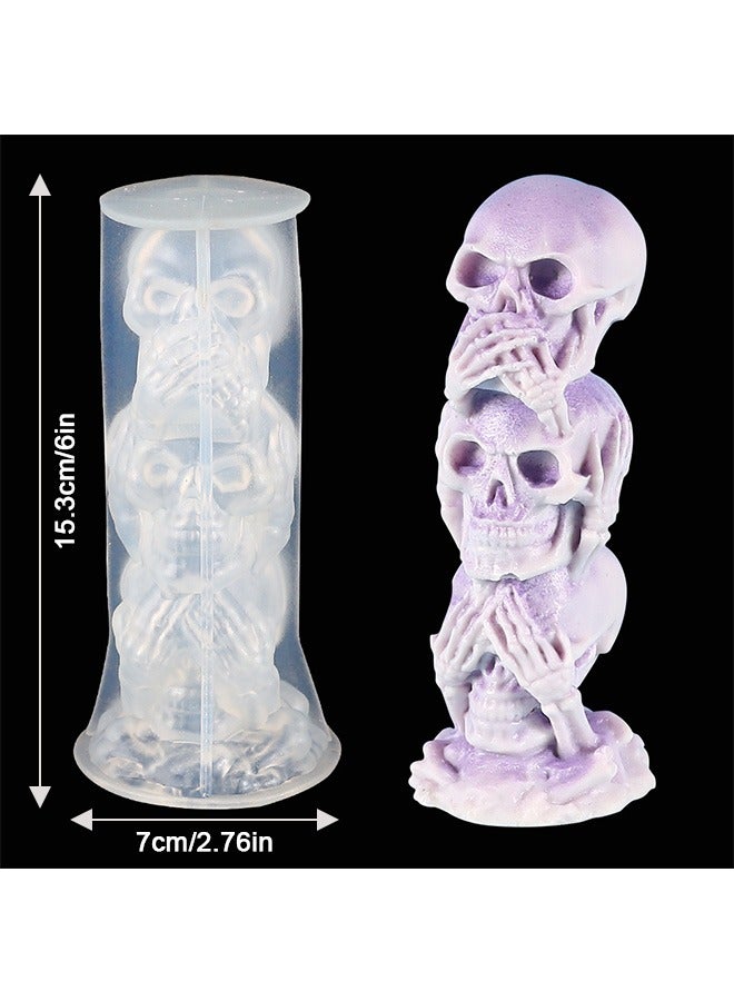3D Skull Candle Mold Column Silicone Resin Mold for Aromatherapy Candles Resin Casting Homemade Wax Making Polymer Clay DIY Craft - Image 2