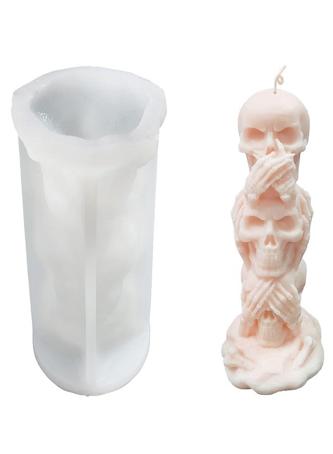 3D Skull Candle Mold Column Silicone Resin Mold for Aromatherapy Candles Resin Casting Homemade Wax Making Polymer Clay DIY Craft - Image 1