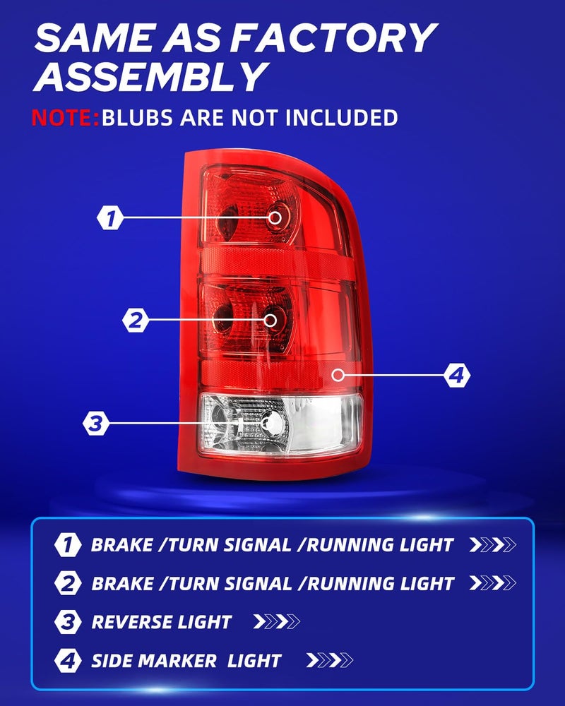 AUTOONE - For 2007-2013 GMC Sierra Tail Light Assembly Factory Taillights, Compatible with GMC Sierra 1500 2500HD 3500HD, Passenger Side(RH) - Image 4