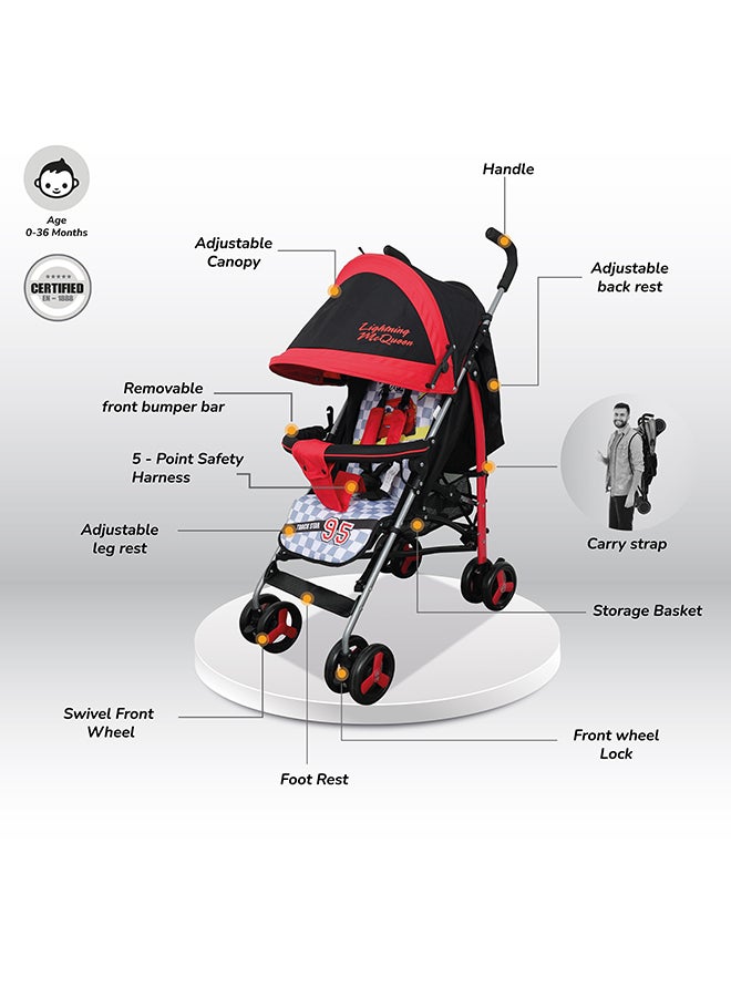 Disney Cars Lightning McQueen Lightweight Adventure Stroller Plus Storage Cabin, 0 - 36 Months - Image 2