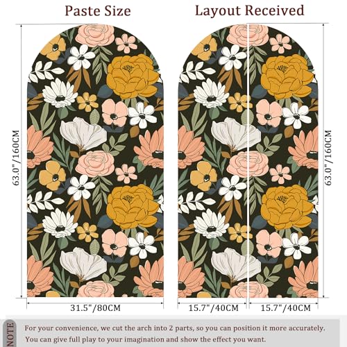 VePret Flower Arch Wall Decals Peel and Stick, Large Floral Vinyl Wall Stickers, Removable Leaves Home Decor Art Wallpaper for Bedroom Living Room Classroom Office - Image 2