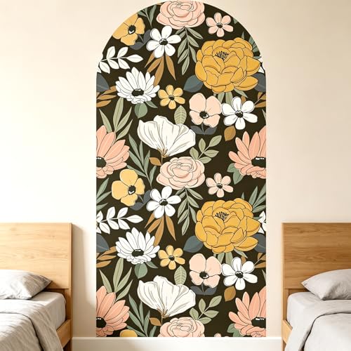 VePret Flower Arch Wall Decals Peel and Stick, Large Floral Vinyl Wall Stickers, Removable Leaves Home Decor Art Wallpaper for Bedroom Living Room Classroom Office - Image 1