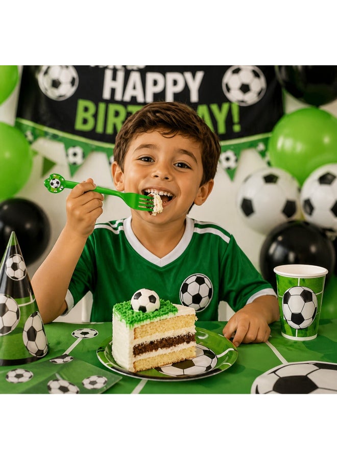 Toyland Football Theme Plastic Forks – 6 Pcs Set, Green Disposable Party Forks with Soccer Design - Image 3
