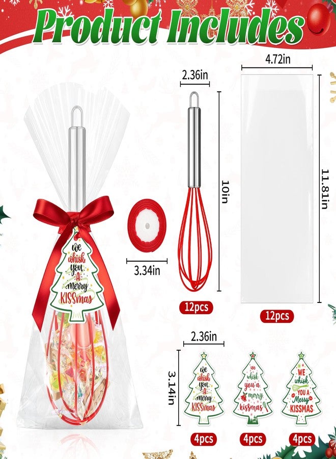Vynium 12 Sets 10 Inch Christmas Whisk Baking Gifts, DIY Fillable Christmas Tree Ornaments, Xmas Colored Silicone Whisks for Xmas Employee Neighbor Cooking Supplies Xmas Stocking Stuffers Candy Holder - Image 3