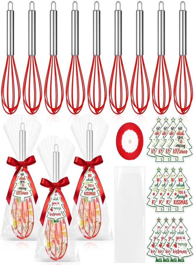 Vynium 12 Sets 10 Inch Christmas Whisk Baking Gifts, DIY Fillable Christmas Tree Ornaments, Xmas Colored Silicone Whisks for Xmas Employee Neighbor Cooking Supplies Xmas Stocking Stuffers Candy Holder - Image 1