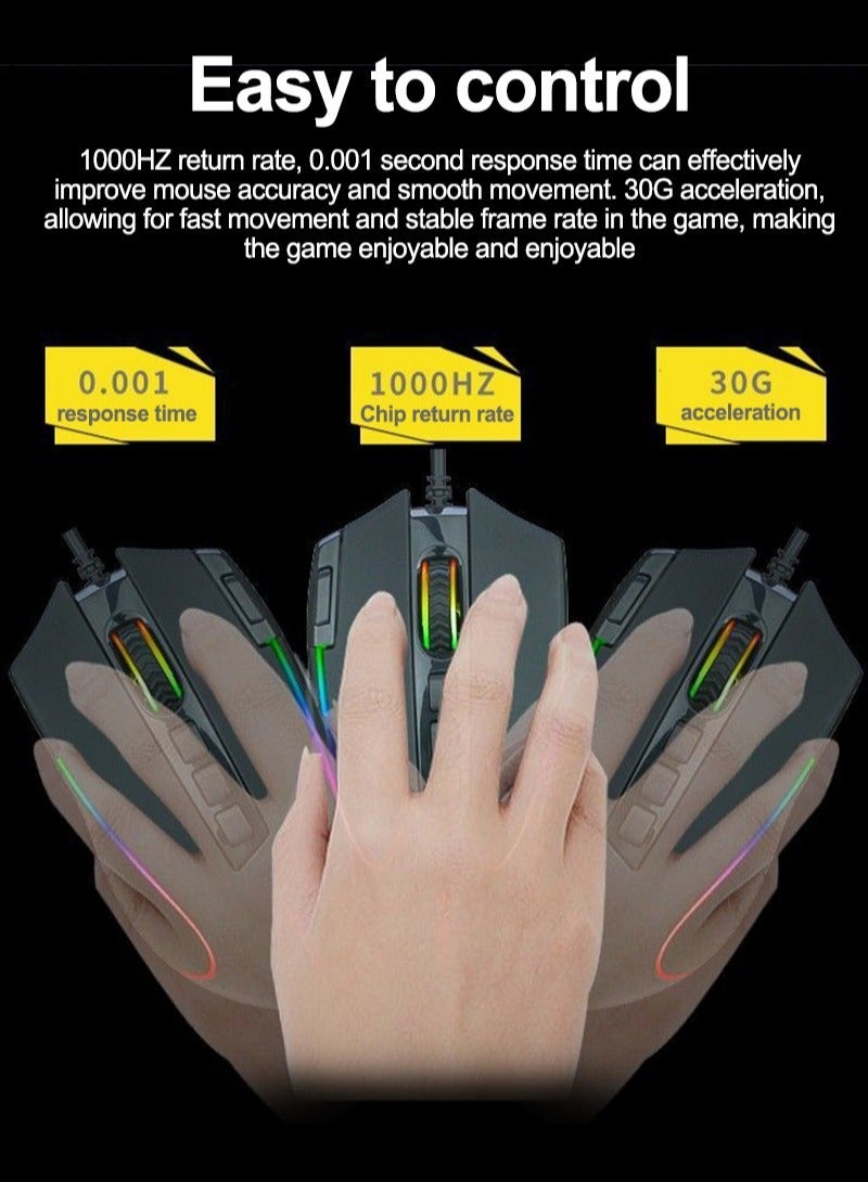إي-يوسو لوحة مفاتيح الألعاب الميكانيكية Z-727 RGB مع مجموعة ماوس الألعاب RGB، لوحة مفاتيح ميكانيكية Blue Switch - Image 5