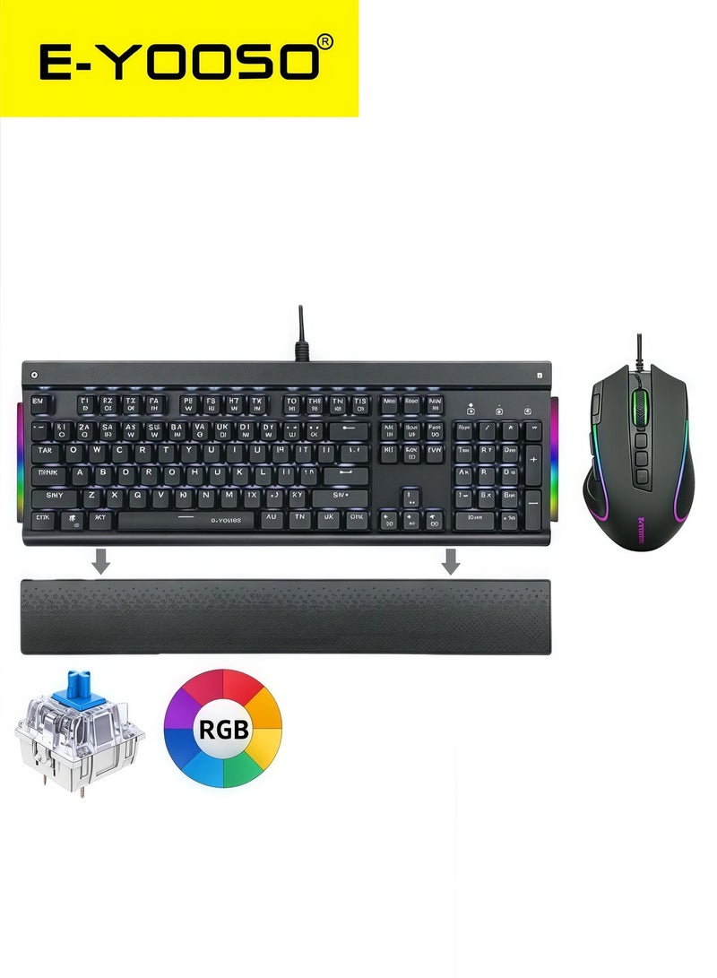 إي-يوسو لوحة مفاتيح الألعاب الميكانيكية Z-727 RGB مع مجموعة ماوس الألعاب RGB، لوحة مفاتيح ميكانيكية Blue Switch - Image 1