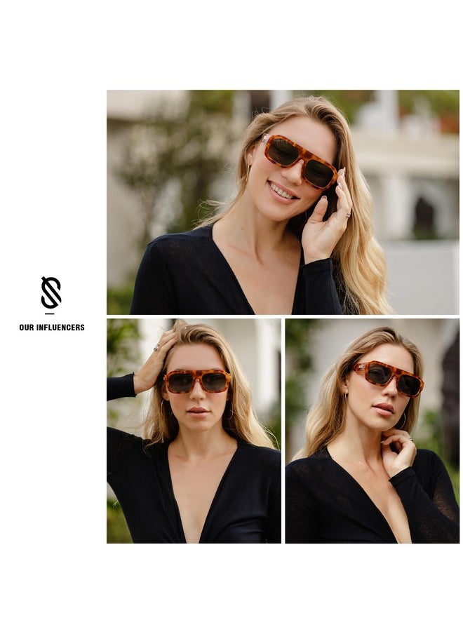 Sojos Trendy Square Aviator Sunglasses For Womens Mens Polarized Plastic Frame Flat Top Designer Inspired Shades Uv400 Sun Glasses Sj2281  - Image 2