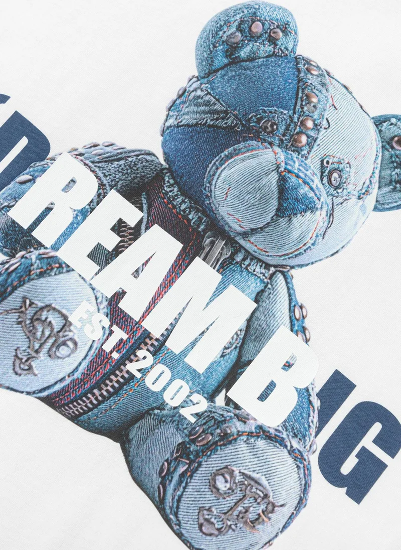 Balabala White Kids Boys Round v-neck short-sleeved T-shirt for Men | Best Price UAE