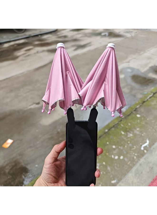 2pcs Pink Mini Sunshade Umbrella with Clip for Outdoor Photography UV Protection Anti Glare - Image 1