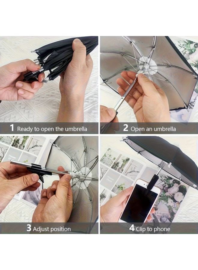 2pcs Pink Mini Sunshade Umbrella with Clip for Outdoor Photography UV Protection Anti Glare - Image 5