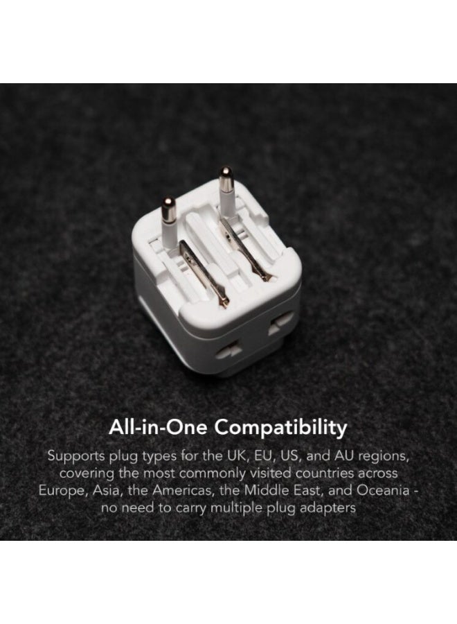 blupebble PassPort Go Universal Travel Adapter | 195 Country Compatibility | All-in-One Plug for UK/US/EU/AU | Compact, TSA-Friendly, Safe for Phones, Laptops, Hair Dryers | White - Image 4