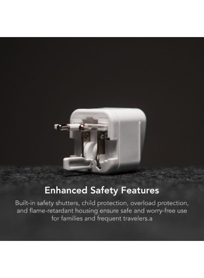 blupebble PassPort Go Universal Travel Adapter | 195 Country Compatibility | All-in-One Plug for UK/US/EU/AU | Compact, TSA-Friendly, Safe for Phones, Laptops, Hair Dryers | White - Image 5