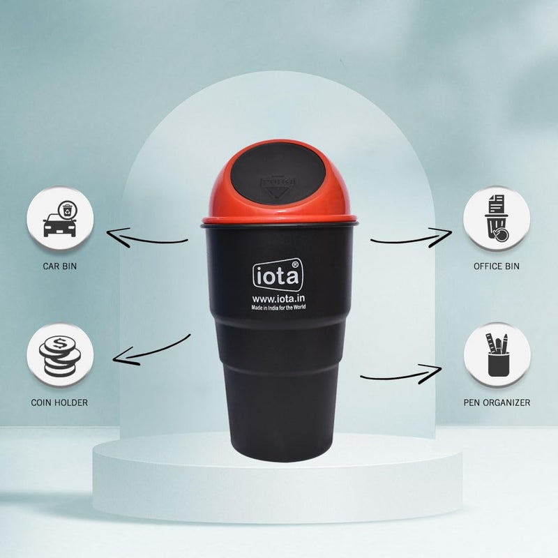 iota iota Mini Car Trash Bin Can Holder Dustbin Combo Pack of 2 manufacture with fresh virgin abs plastic  - Image 4