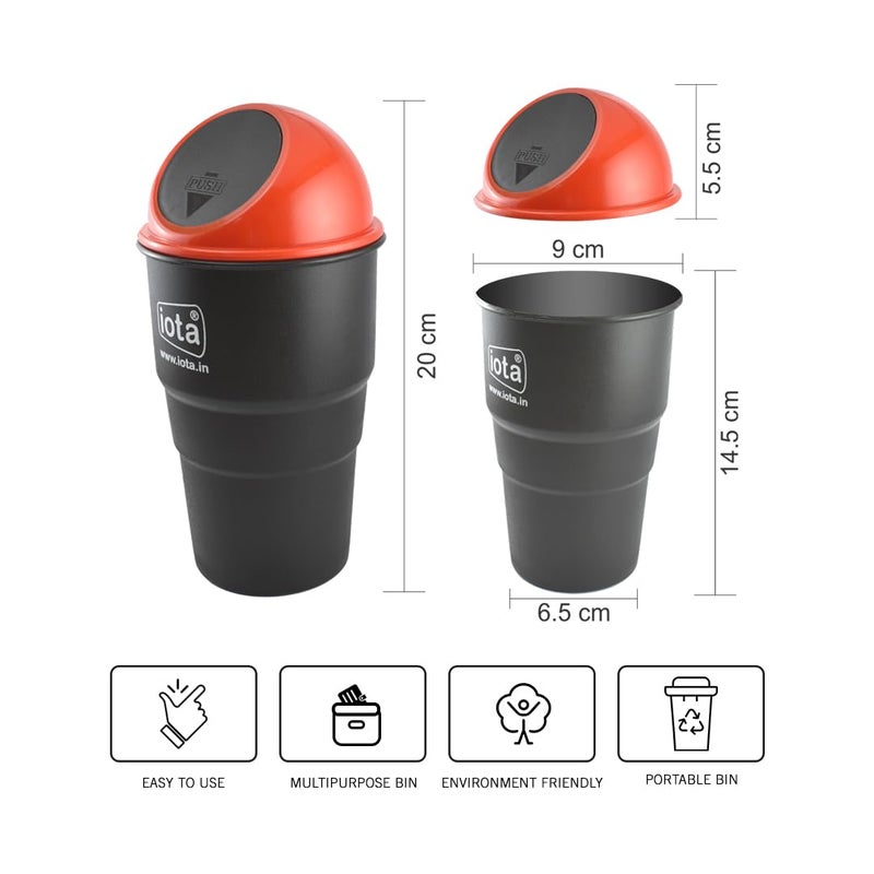 iota iota Mini Car Trash Bin Can Holder Dustbin Combo Pack of 2 manufacture with fresh virgin abs plastic  - Image 2