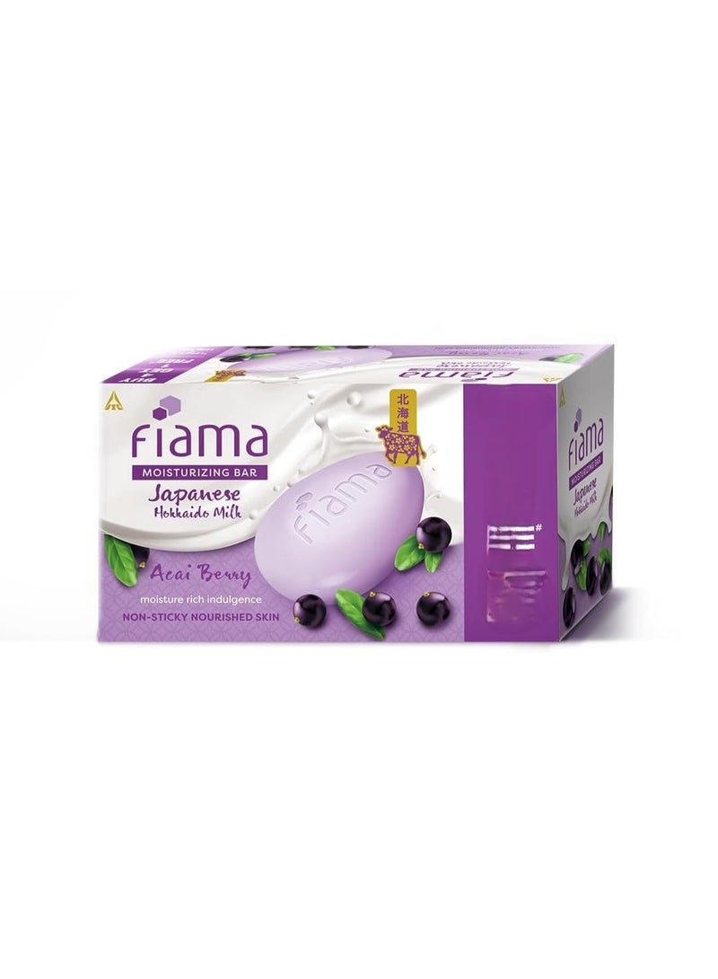 Fiama Japanese Hokkaido Milk & Acai Berry Moisturizing Soap Bar - 625g (125gx4+1), Pack of 5 Soaps, For Non-Sticky Nourished Skin, With 1/3 Skin Moisturizers & Vitamin F, Mood Uplifting Fragrance - Image 2