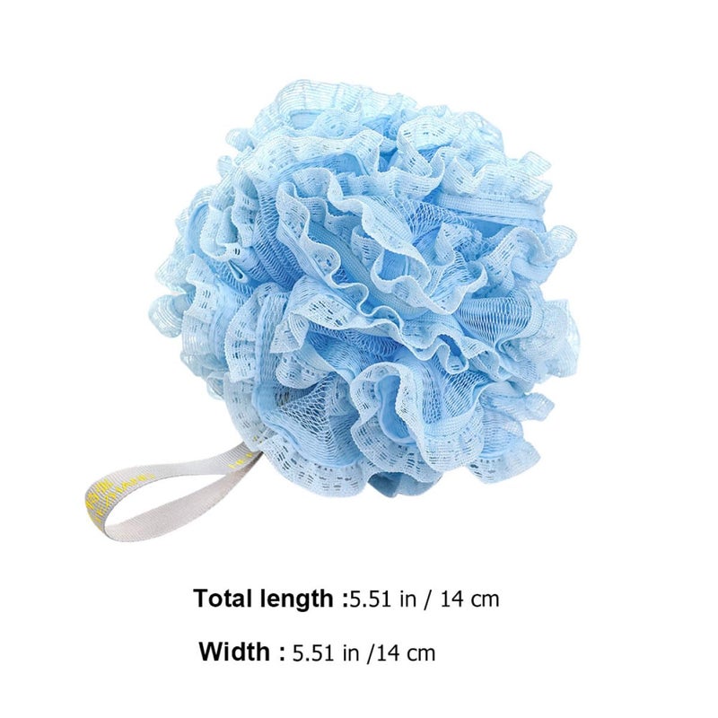Blue Bath Mesh Ball Pouf 3 Pack Exfoliating Body Scrubber for Men and Women - Image 3