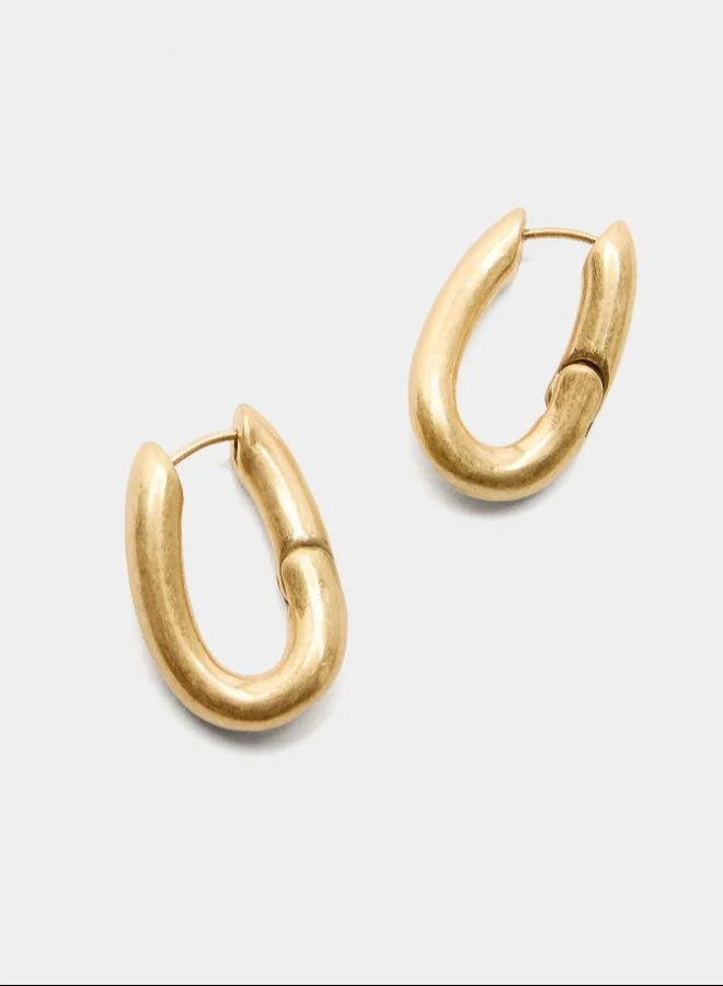 بارفوا أقراط ذهبية بيضاوية الشكل