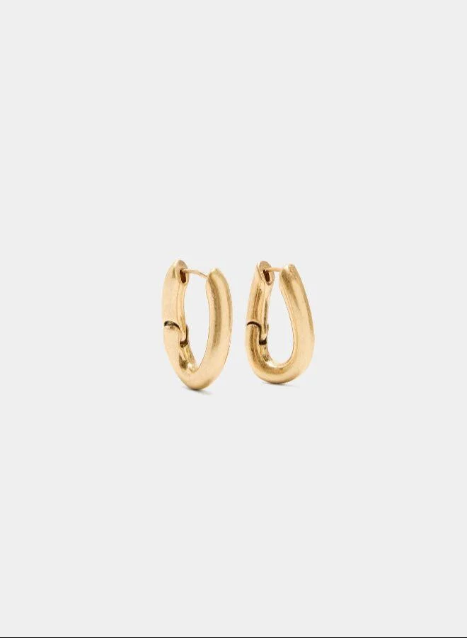 Parfois Gold Golden oval hoop earrings for Women | Best Price UAE