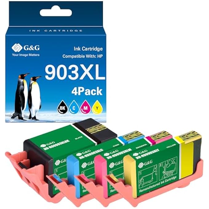 INK CARTRIDGES REPLACEMENT FOR HP 903 PRINTER CARTRIDGES XL 903XL FOR HP OFFICEJET 6950 PRO 6970 6960 (BLACK CYAN MAGENTA YELLOW) - Image 2