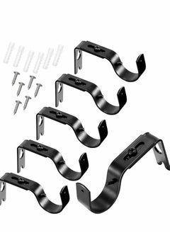 SYOSI Curtain Rod Brackets General Adjustable Holder Wall Bracket Hooks Outside Mounted Blinds with Screws for 1 Inch Diameter Black  - Image 1