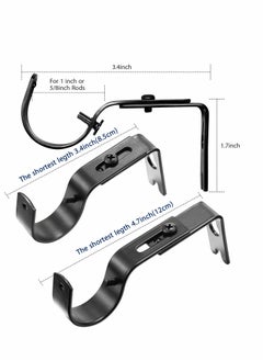 SYOSI Curtain Rod Brackets General Adjustable Holder Wall Bracket Hooks Outside Mounted Blinds with Screws for 1 Inch Diameter Black  - Image 3