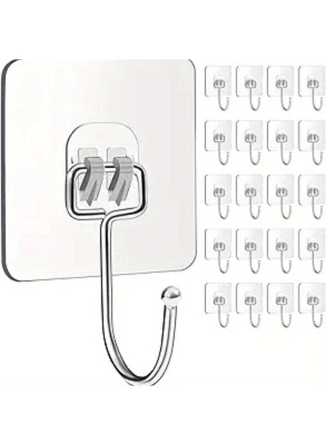10pcs Strong Transparent Double Sided Adhesive Wall Hooks For Kitchen And Bathroom Storage - Image 2