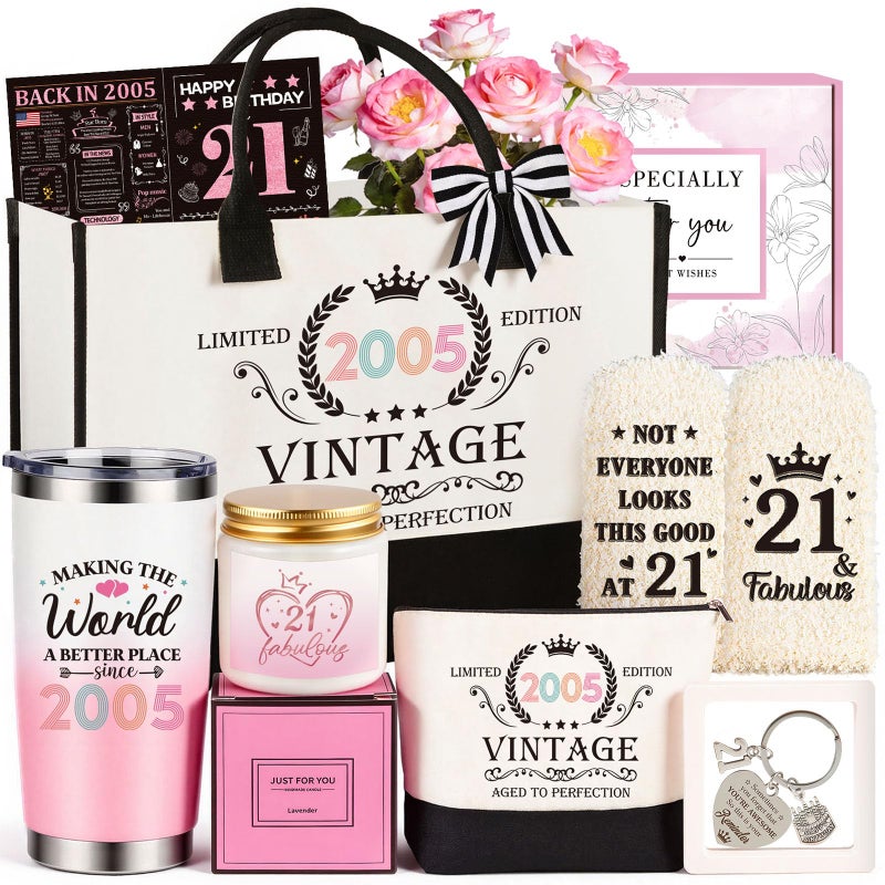 Giftota 21st Birthday Gifts for Her Vintage 2005 Happy 21st Birthday Gifts Basket for Women Unique Gift Ideas for 21 Year Old Girl Daughter Sister Friend Niece Funny Bthday Gift Turning 21 Year Old - Image 2